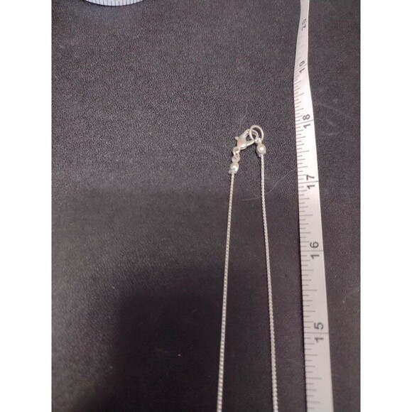 Silver tone and blue bead necklace 36" - Picture 12 of 12